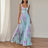 Floral Pleated Square Neck Maxi Wedding Guest Dress | Willow Collection 4