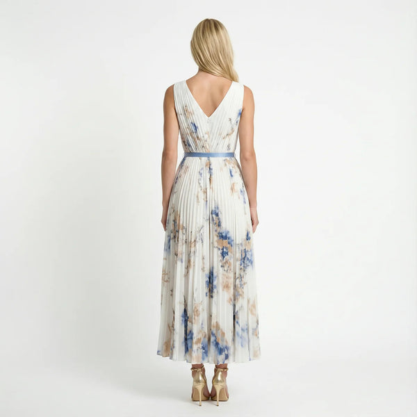 Floral Pleated V-Neck Sleeveless Maxi Dress | Serene Collection 3