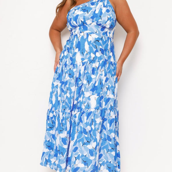 Floral Printed One-Shoulder Maxi Wedding Guest Dress | Willow Collection 1