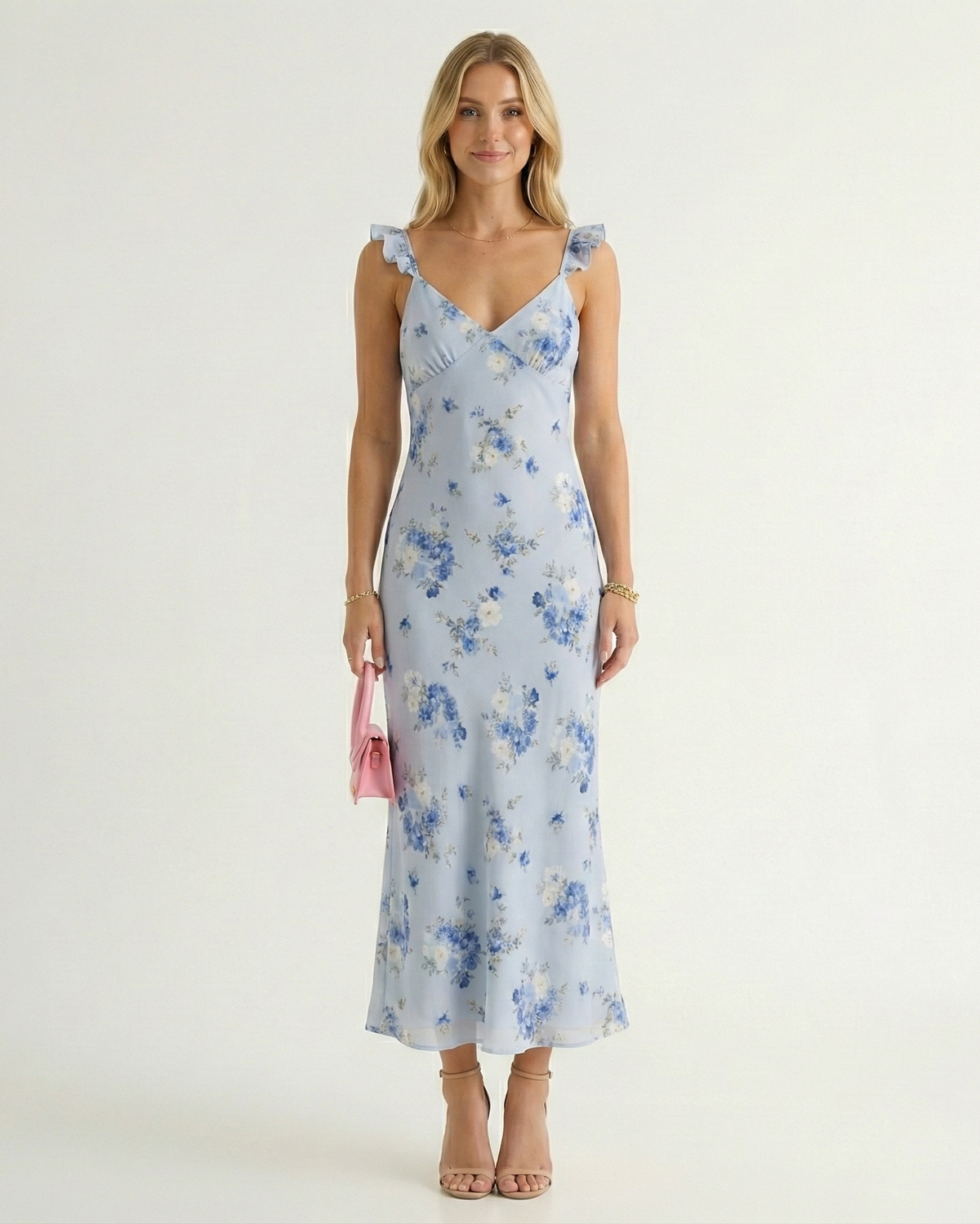 Floral Printed Spaghetti Strap Backless Midi Summer Dress | Fleur Collection 2