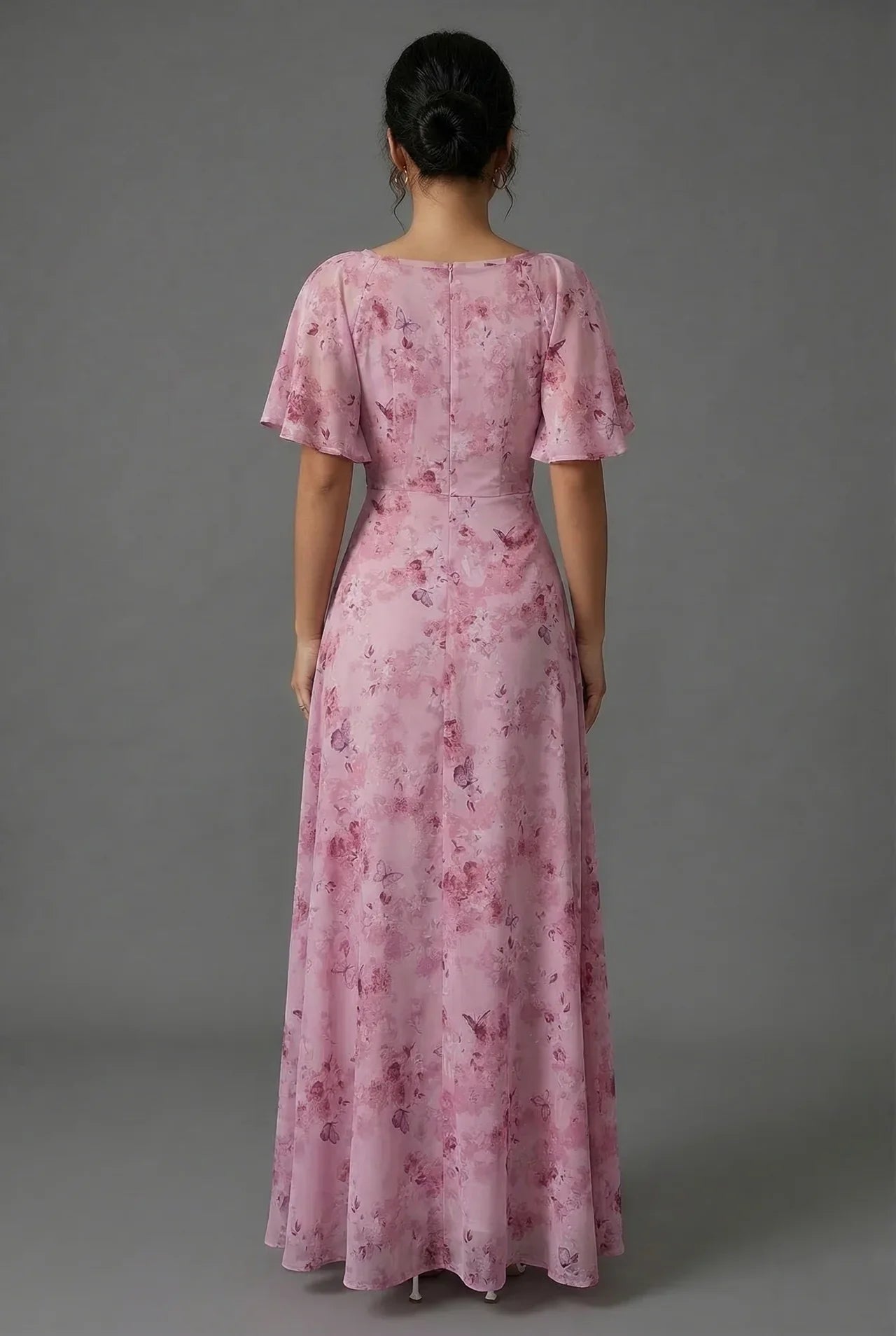 Floral Printed Sweetheart Neck Flutter Sleeve Maxi Wedding Guest Dress | Willow Collection 2