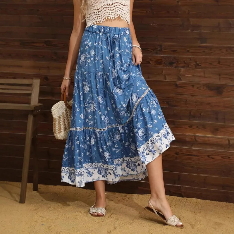 Floral Tiered Boho Maxi Skirt | Felina Collection 1
