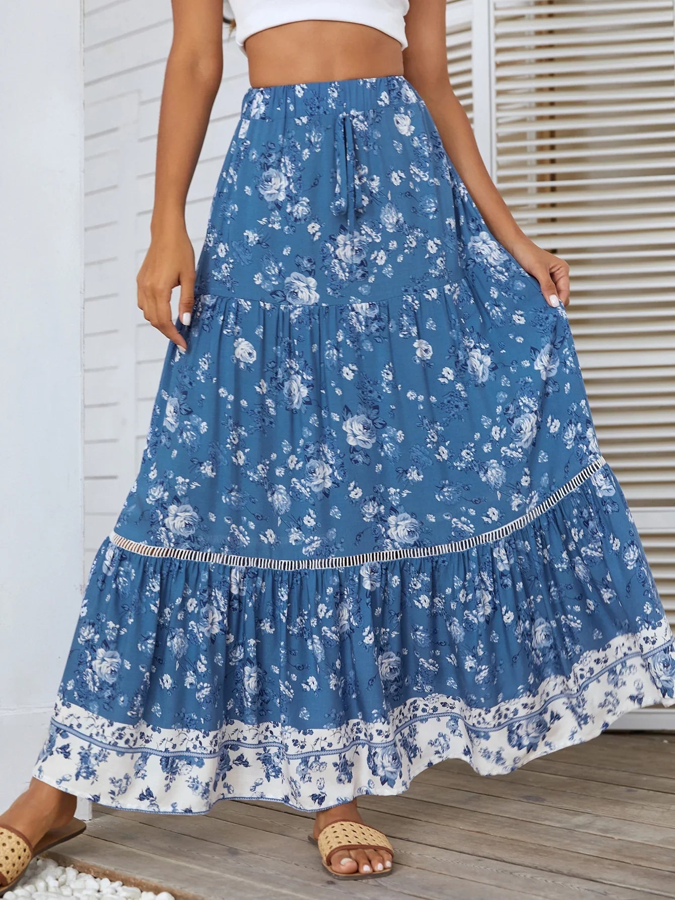 Floral Tiered Boho Maxi Skirt | Felina Collection 2
