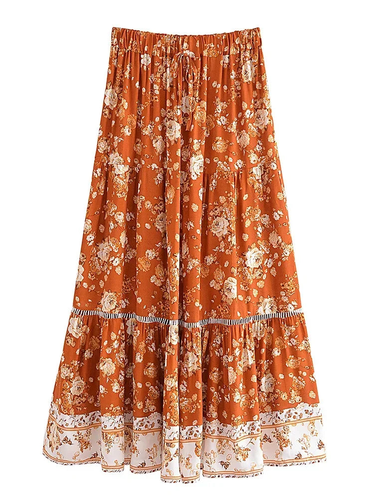Floral Tiered Boho Maxi Skirt | Felina Collection 5