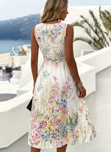 Floral Watercolour Print Sleeveless Flowing Midi Dress | Seraphine Collection 3