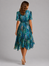 Floral Wrap V-Neck Midi Dress with Tummy Control | Felina Collection 4