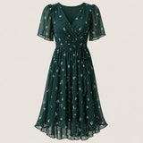 Floral Wrap V-Neck Midi Dress with Tummy Control | Felina Collection 7