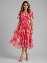 Floral Wrap V-Neck Midi Dress with Tummy Control | Felina Collection 9