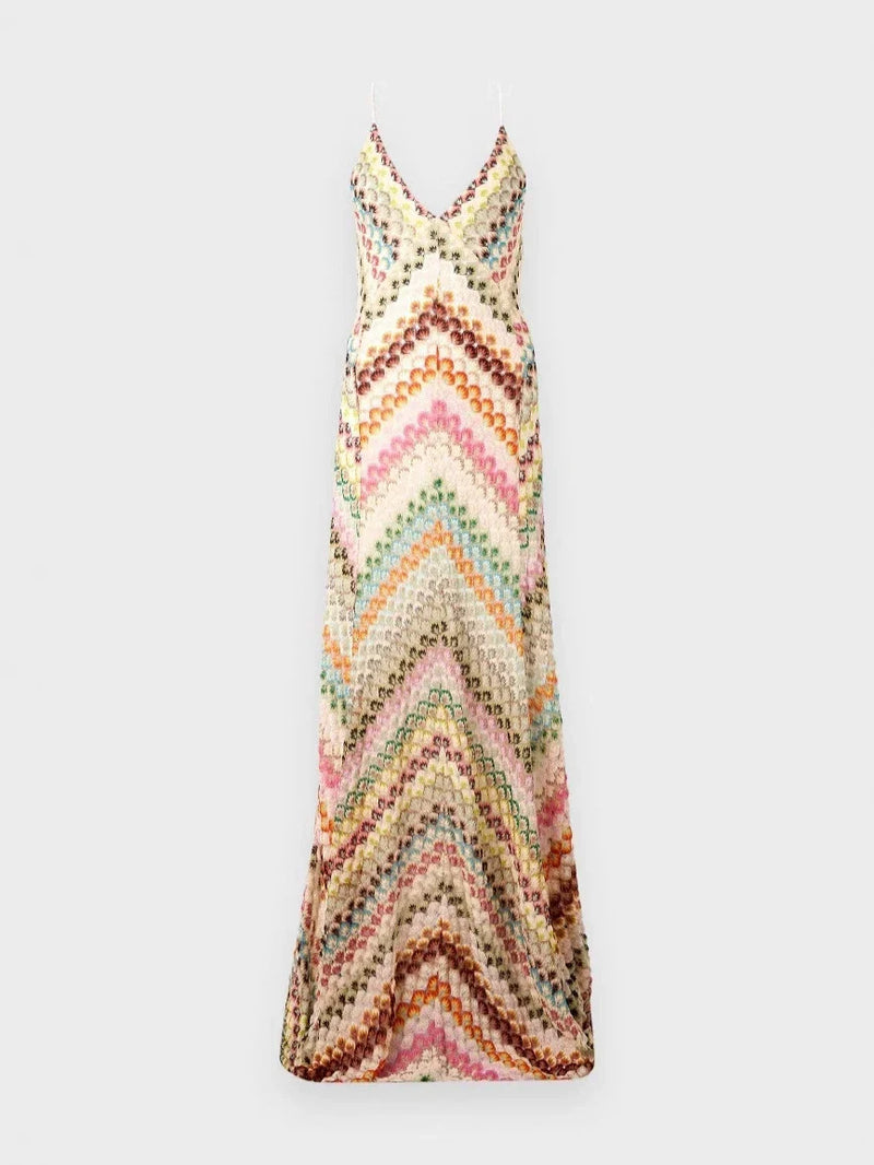 Colorful patterned dress on a white background