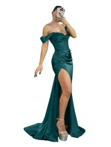 Ivory Beaded Off Shoulder Mermaid Evening Gown | Isolde Collection 10