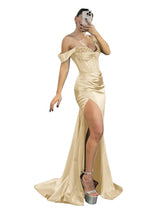 Ivory Beaded Off Shoulder Mermaid Evening Gown | Isolde Collection 11