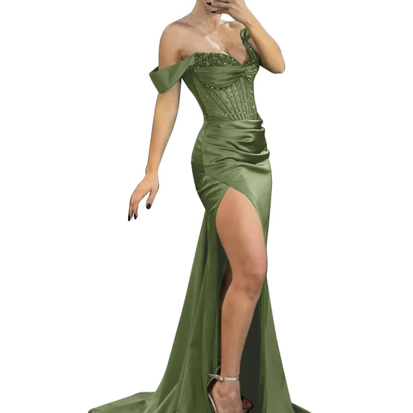 Ivory Beaded Off Shoulder Mermaid Evening Gown | Isolde Collection 4