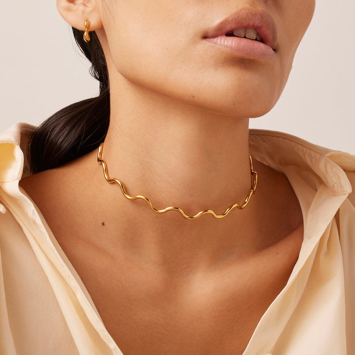 Squiggle Choker- Gold O/S