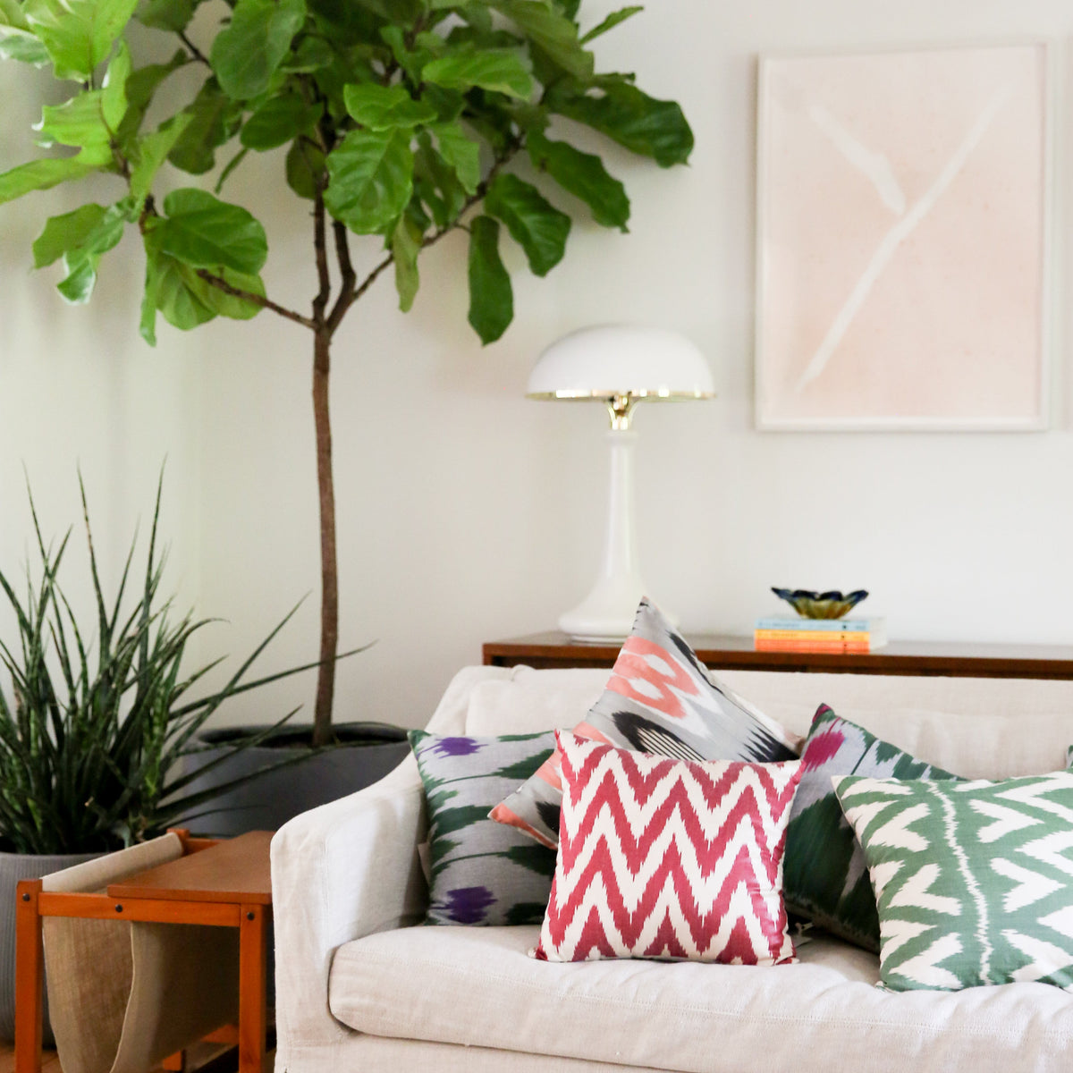 Ikat Pillow | Green and White