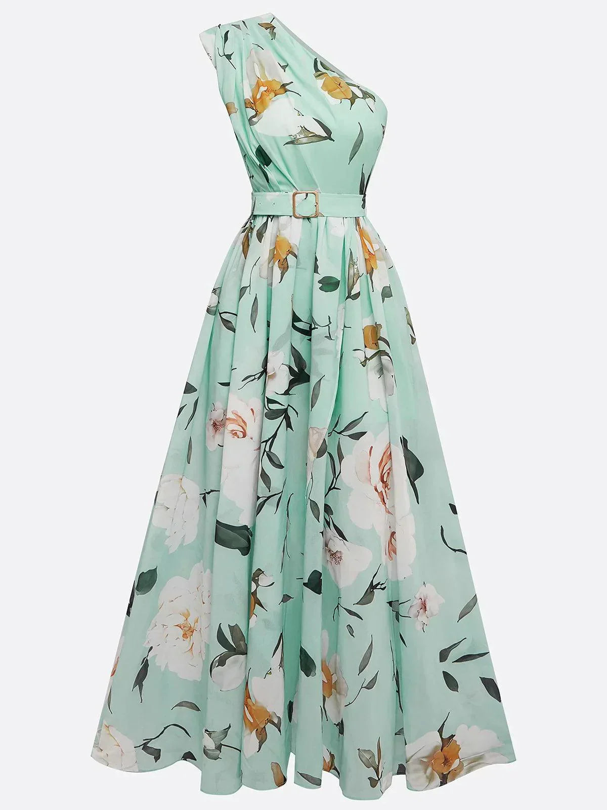 Light Green Floral One-Shoulder Maxi Dress | Juliette Collection 2