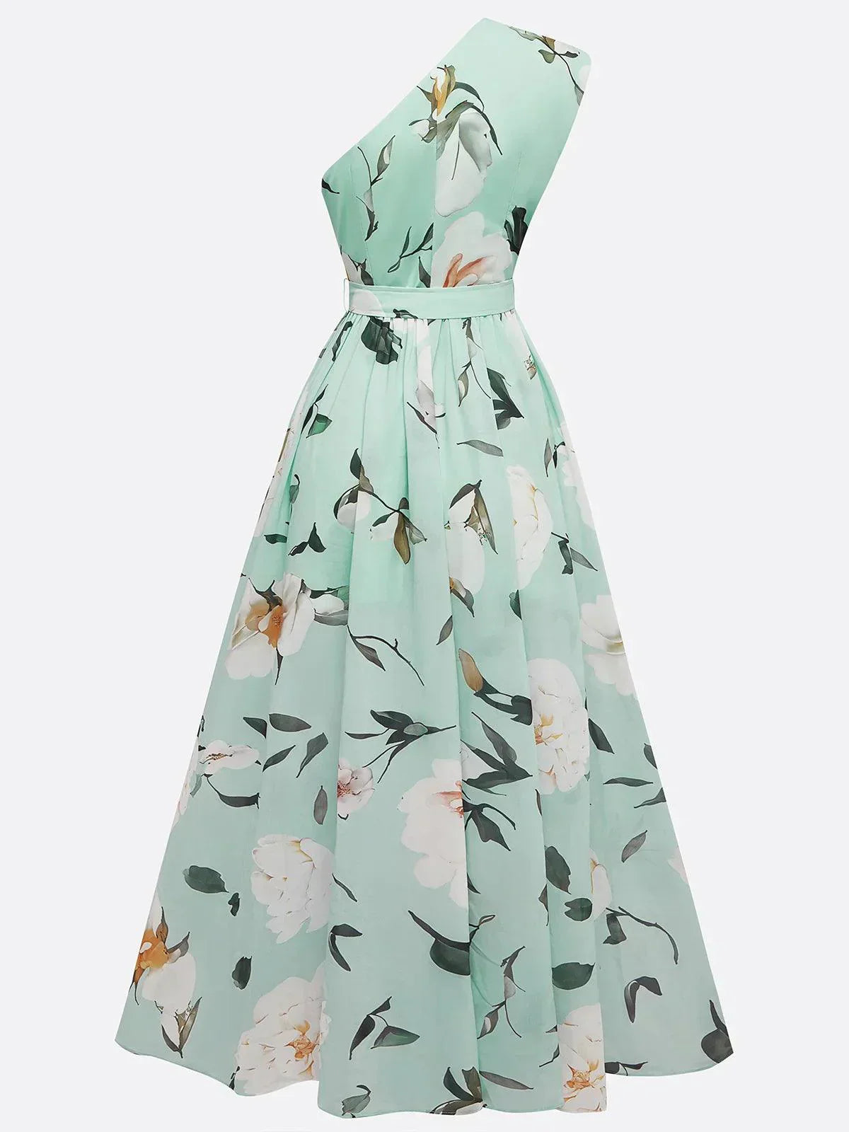 Light Green Floral One-Shoulder Maxi Dress | Juliette Collection 3