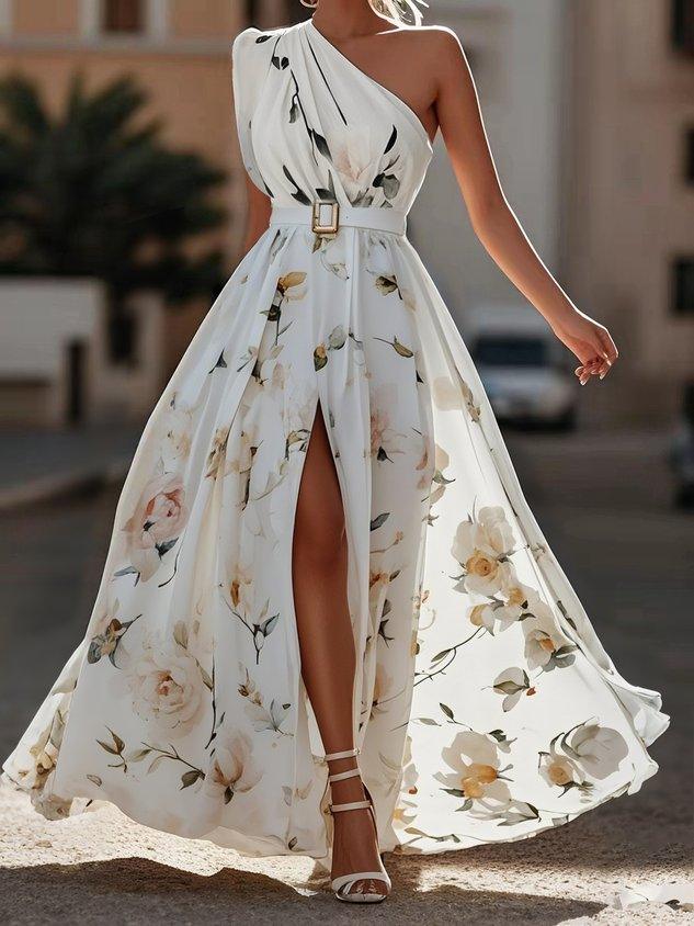 Light Green Floral One-Shoulder Maxi Dress | Juliette Collection 6