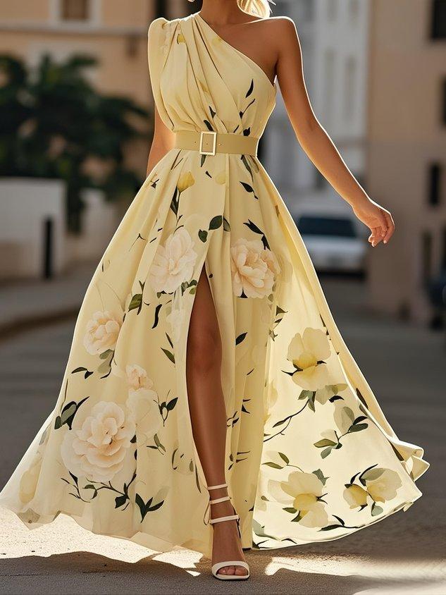 Light Green Floral One-Shoulder Maxi Dress | Juliette Collection 7