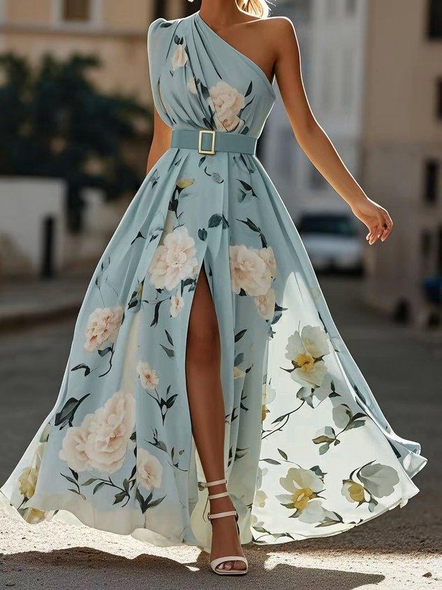 Light Green Floral One-Shoulder Maxi Dress | Juliette Collection 8