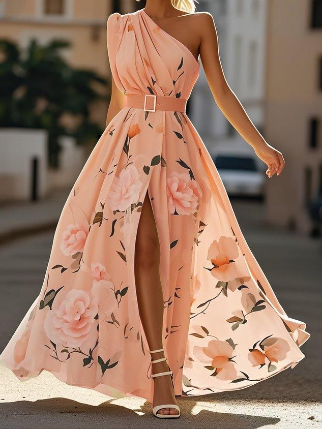 Light Green Floral One-Shoulder Maxi Dress | Juliette Collection 9