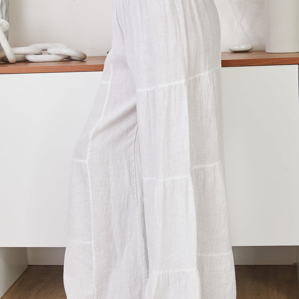 Lightweight Linen Tiered Wide Leg Palazzo Trousers for Summer Casual | Sylvie Collection 2