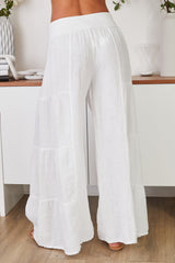 Lightweight Linen Tiered Wide Leg Palazzo Trousers for Summer Casual | Sylvie Collection 4