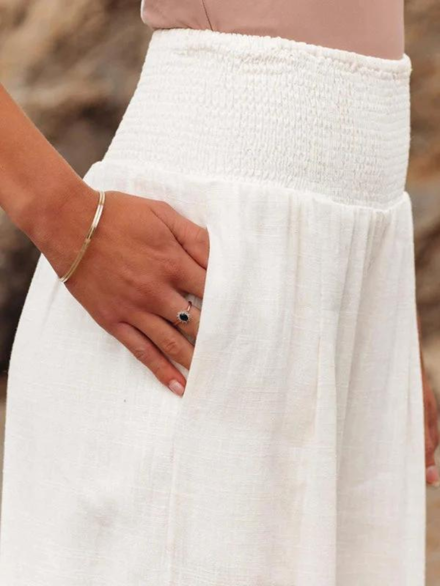 Lightweight Wide-Leg Womens Beach Trousers with Smocked Waist for Resort Wear | Willow Collection 3