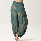 Lotus Print Relaxed Harem Trousers for Ladies | Liora Collection 1