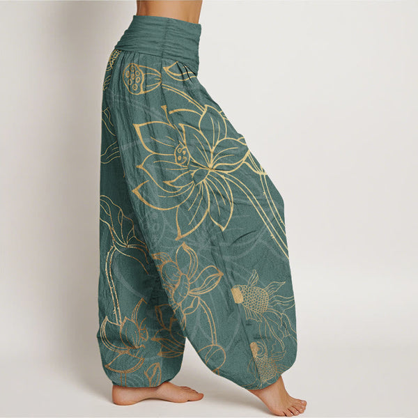 Lotus Print Relaxed Harem Trousers for Ladies | Liora Collection 2
