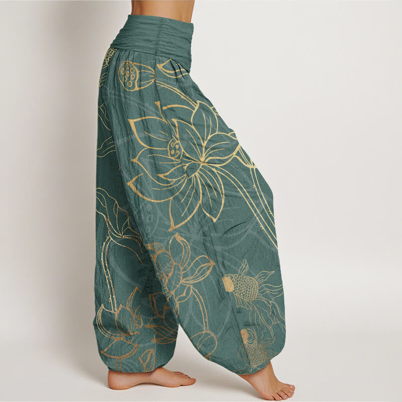 Lotus Print Relaxed Harem Trousers for Ladies | Liora Collection 2