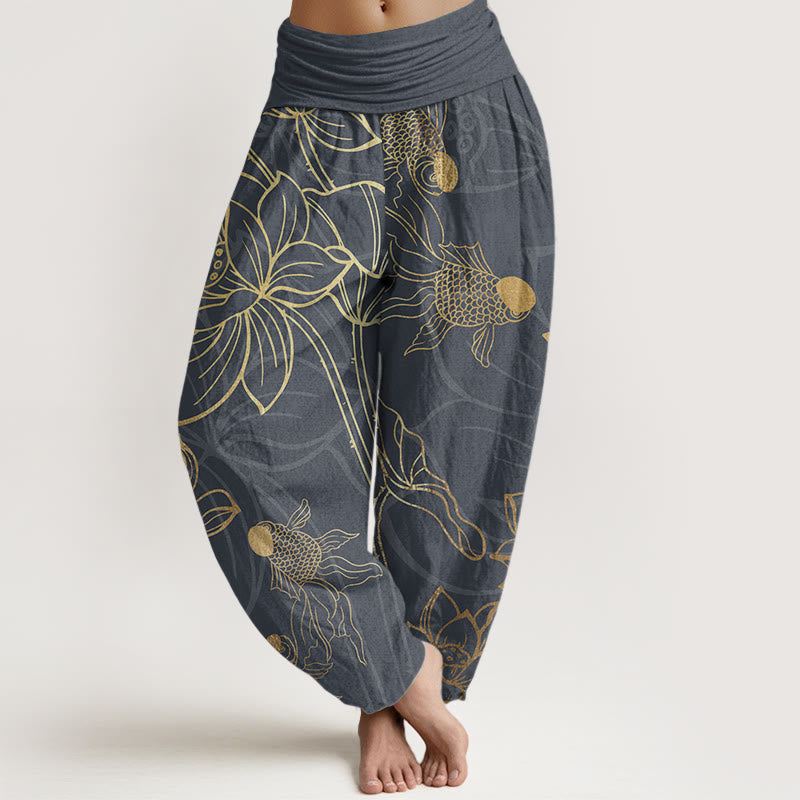 Lotus Print Relaxed Harem Trousers for Ladies | Liora Collection 5