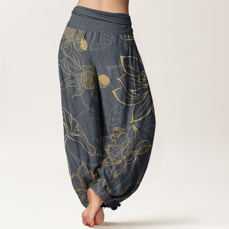 Lotus Print Relaxed Harem Trousers for Ladies | Liora Collection 6