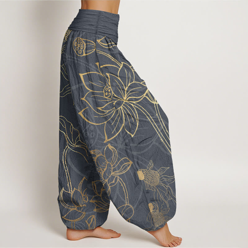Lotus Print Relaxed Harem Trousers for Ladies | Liora Collection 7