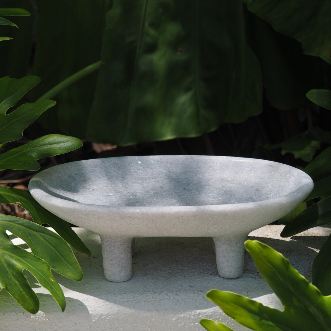 Greek Handmade White Marble Gamma Tray Piece