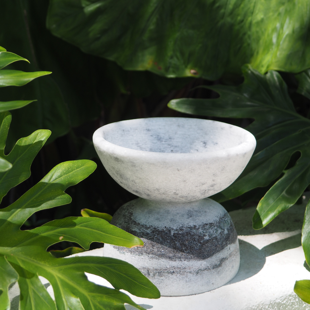 Greek Handmade Grey/White Marble Piece