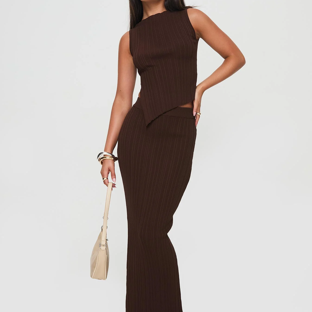 Mirelle | Ribbed Asymmetrical Two-Piece Set