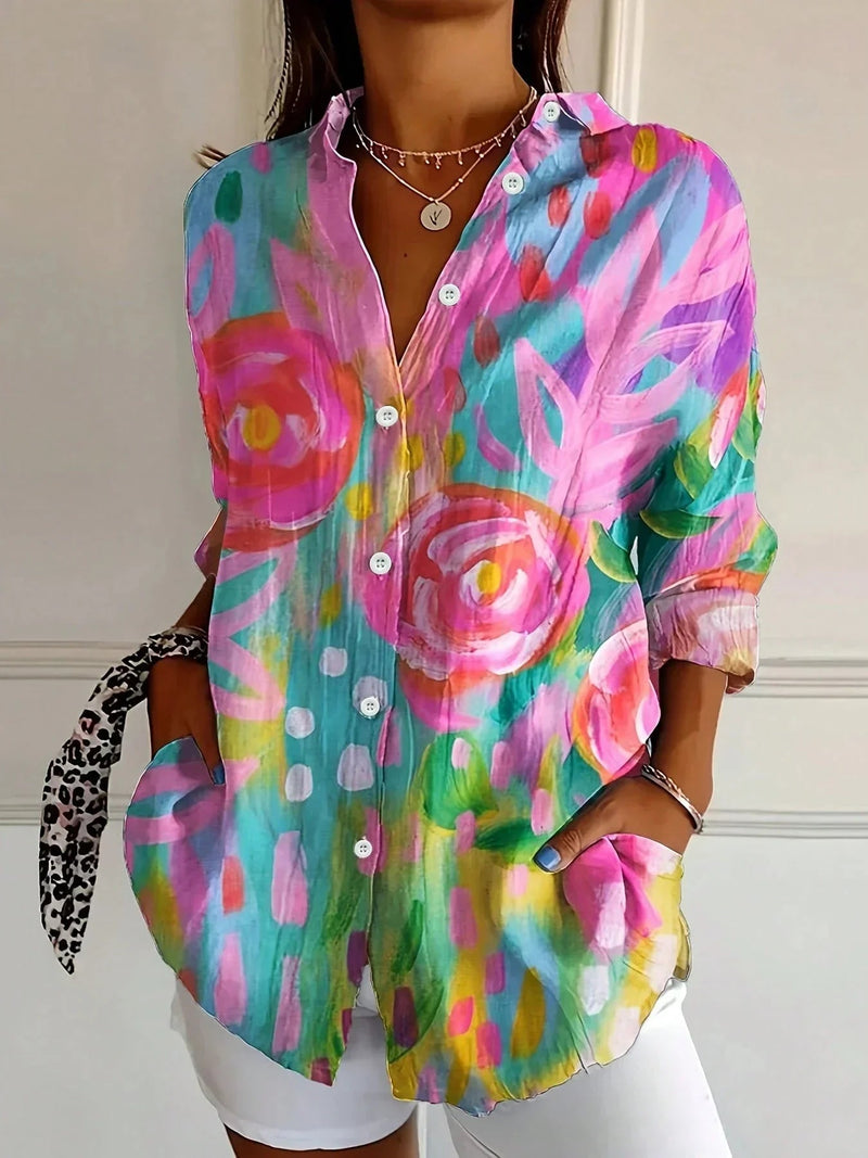 Multicolor Abstract Print Relaxed Fit Blouse | Ardent Collection 0