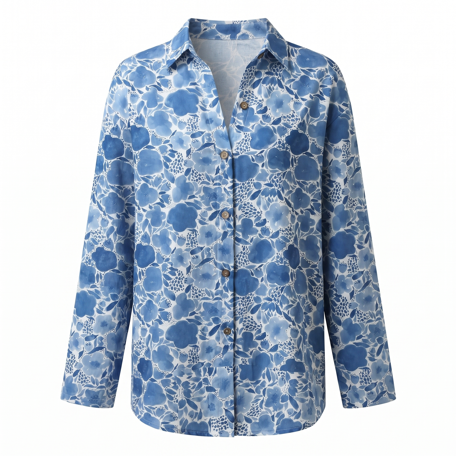 Multicolor Abstract Print Split V-Neck Roll-Up Sleeve Relaxed Blouse | Astra Collection 2