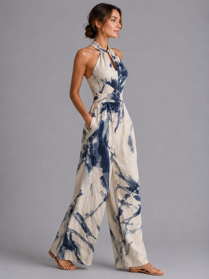 Multicolor Printed Wide-Leg Jumpsuit for Women | Solara Collection 1