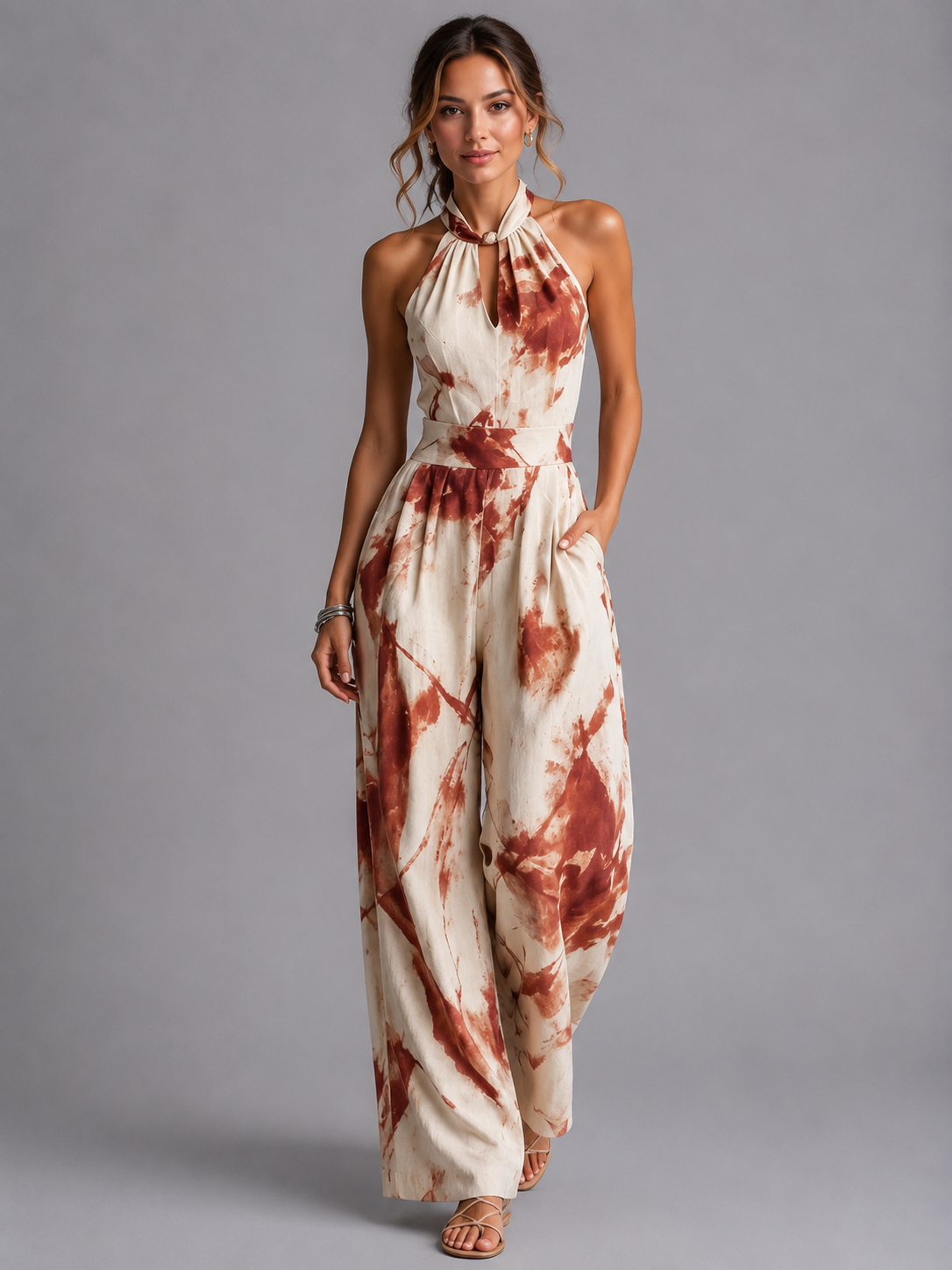 Multicolor Printed Wide-Leg Jumpsuit for Women | Solara Collection 3