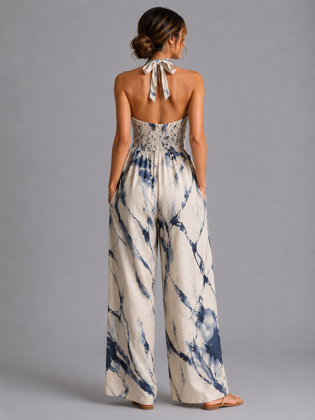 Multicolor Printed Wide-Leg Jumpsuit for Women | Solara Collection 4