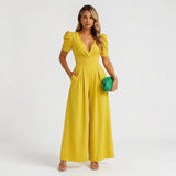 Navy Tailored Puff Sleeve Wide-Leg Jumpsuit Formal Occasion | Novara Collection 4