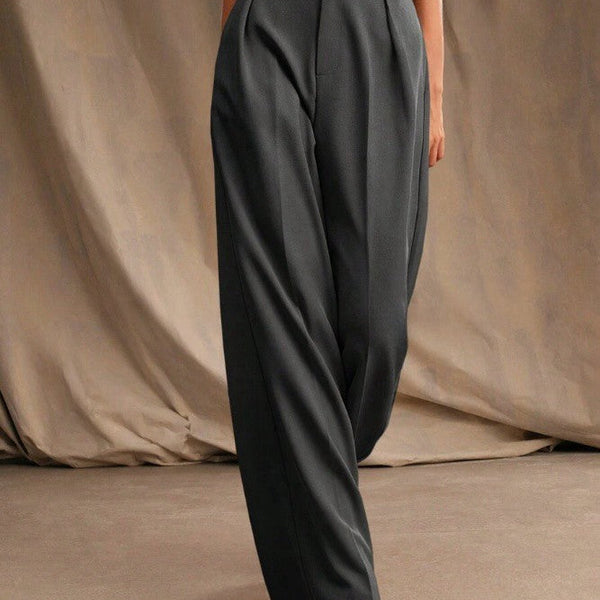 Neutral High Waist Wide Leg Trousers for Office and Smart-Casual Wear | Haven Collection 1
