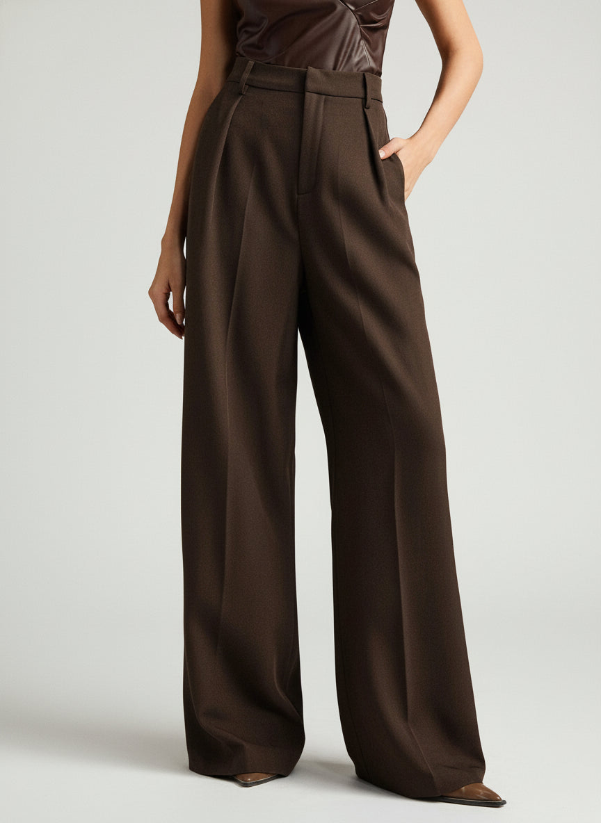 Neutral High Waist Wide Leg Trousers for Office and Smart-Casual Wear | Haven Collection 2