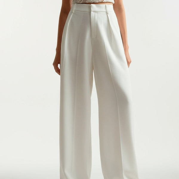 Neutral High Waist Wide Leg Trousers for Office and Smart-Casual Wear | Haven Collection 4