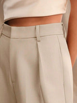 Neutral High Waist Wide Leg Trousers for Office and Smart-Casual Wear | Haven Collection 8