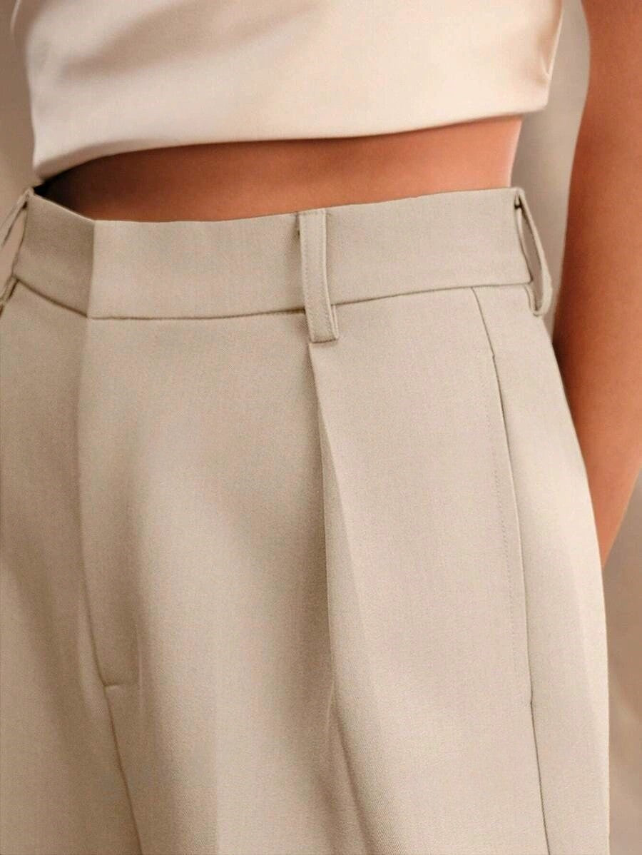 Neutral High Waist Wide Leg Trousers for Office and Smart-Casual Wear | Haven Collection 8