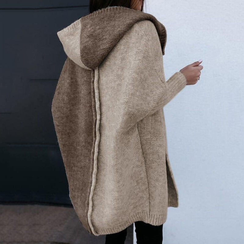 Women's Knitted Winter Cardigan | Oversized Loose Hooded Sweater