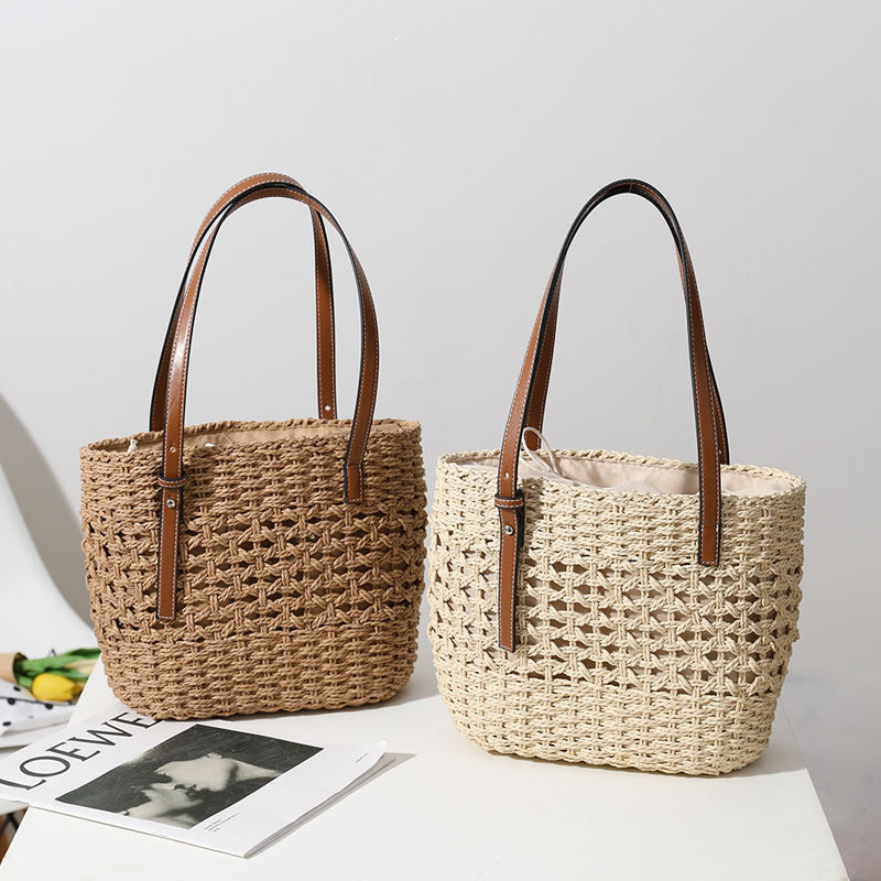 Handwoven Openwork Straw Tote – Breathable & Bohemian Summer Essential