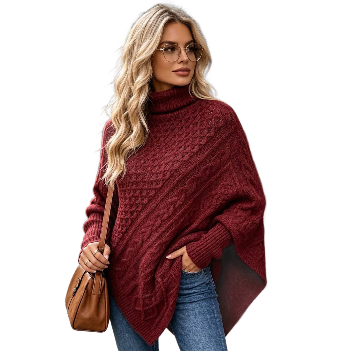 Women's Cable-Knit Winter Sweater | Loose Turtleneck Pullover